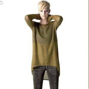 Eileen Fisher Chicory and Ash Color-Blocked Fuzzy Mohair Tunic, size L, NWOT